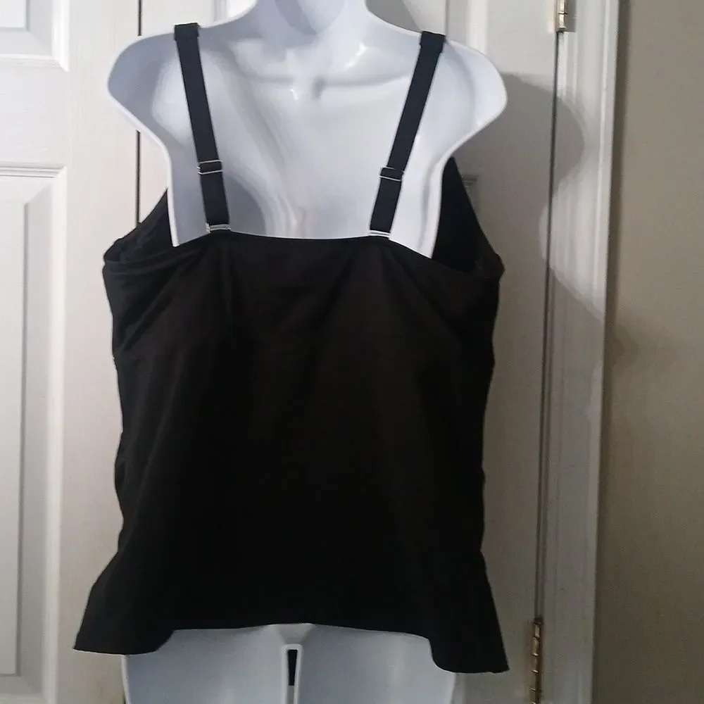 Lands' End black Tankini swimsuit top with underwire Sz 22W NWOT